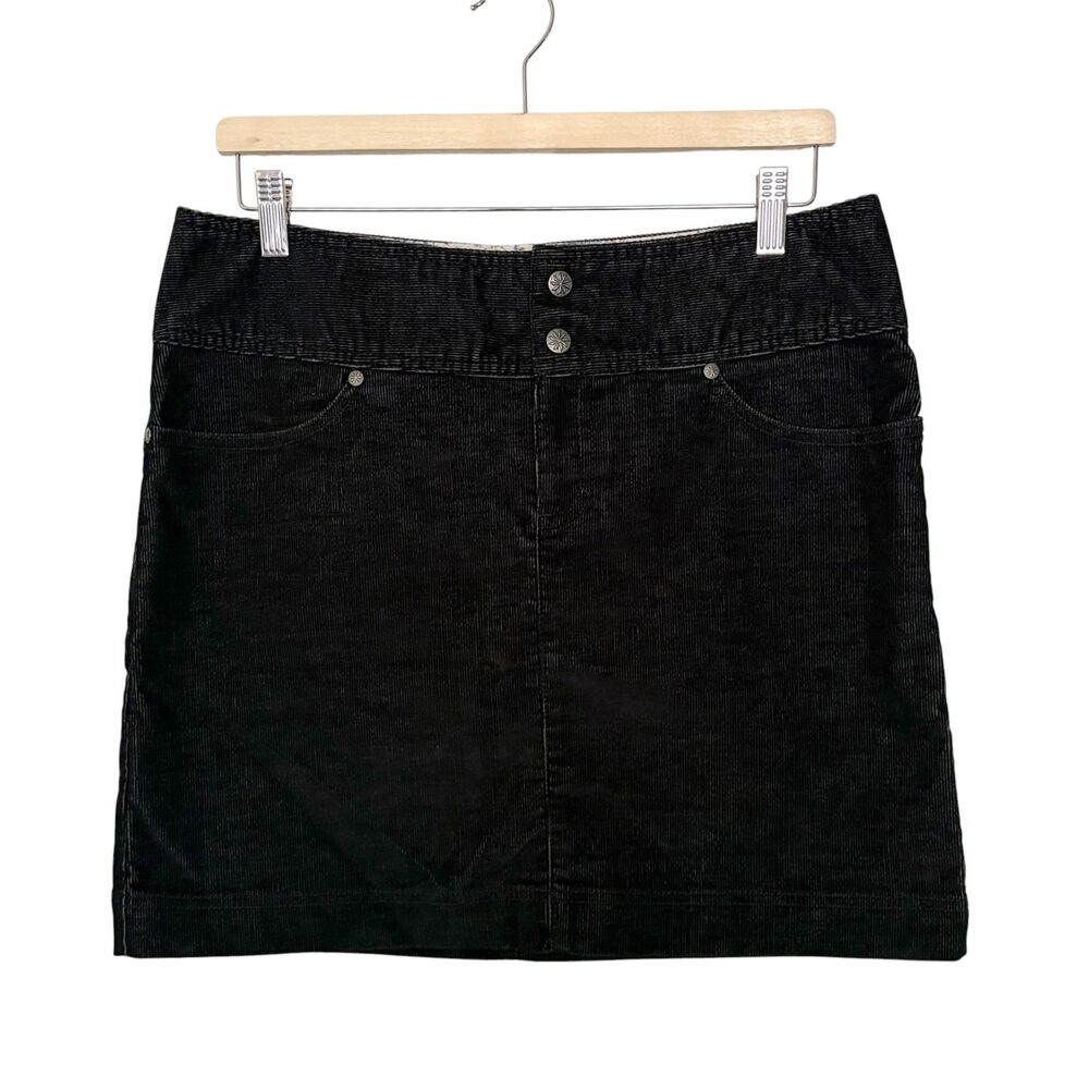 Athleta Ridge Corduroy Mini Skirt Black Size 10 Drawstring Waist Casual